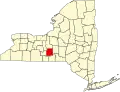 State map highlighting Tompkins County