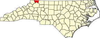 Map of North Carolina highlighting Alleghany County