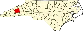 State map highlighting Buncombe County