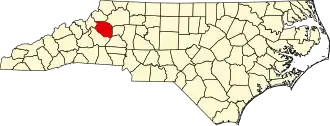State map highlighting Caldwell County