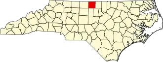 State map highlighting Caswell County