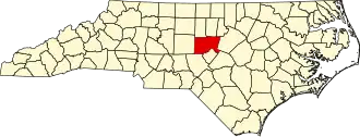 State map highlighting Chatham County