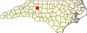 Map of North Carolina highlighting Davie County