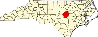 State map highlighting Johnston County