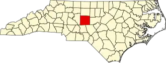 Map of North Carolina highlighting Randolph County