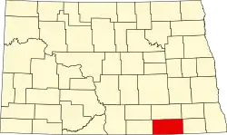 State map highlighting Dickey County