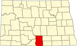 State map highlighting Emmons County
