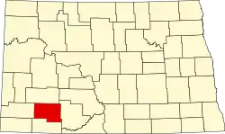 State map highlighting Hettinger County