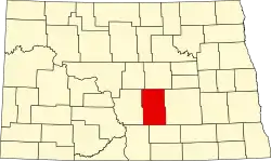 State map highlighting Kidder County