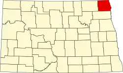 State map highlighting Pembina County