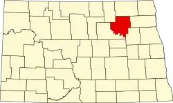 State map highlighting Ramsey County
