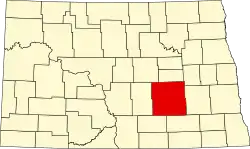 State map highlighting Stutsman County