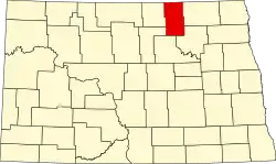 State map highlighting Towner County