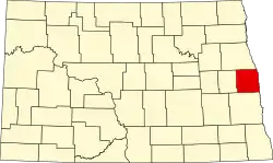 State map highlighting Traill County