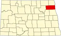 State map highlighting Walsh County