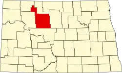 State map highlighting Ward County