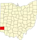 Map of Ohio highlighting Butler County