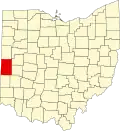 State map highlighting Darke County