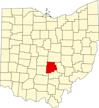 Map of Ohio highlighting Fairfield County