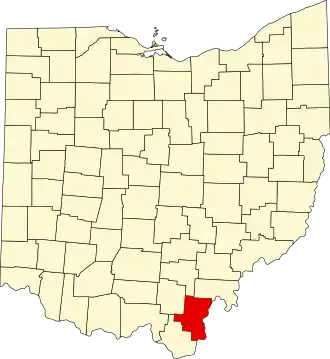 Map of Ohio highlighting Gallia County