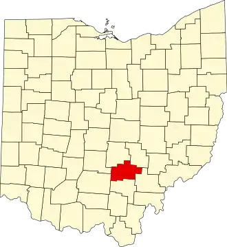 Map of Ohio highlighting Hocking County