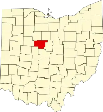 Map of Ohio highlighting Marion County