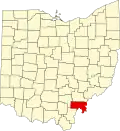 State map highlighting Meigs County