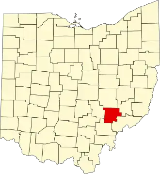 Map of Ohio highlighting Morgan County
