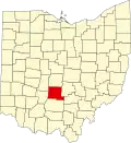 State map highlighting Pickaway County