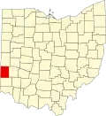 State map highlighting Preble County