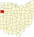 State map highlighting Van Wert County