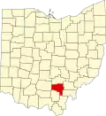 State map highlighting Vinton County