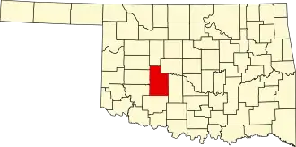 Map of Oklahoma highlighting Caddo County