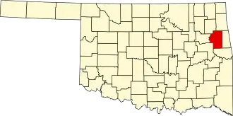 Map of Oklahoma highlighting Cherokee County