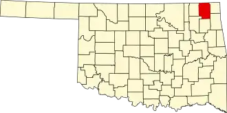 Map of Oklahoma highlighting Craig County