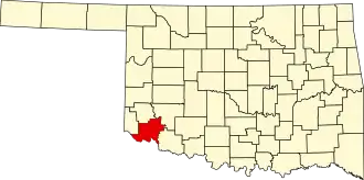 Map of Oklahoma highlighting Jackson County