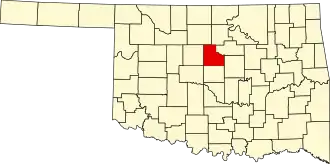 Map of Oklahoma highlighting Logan County