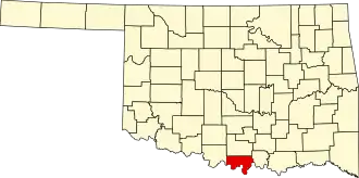 State map highlighting Love County