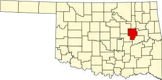 State map highlighting Okmulgee County