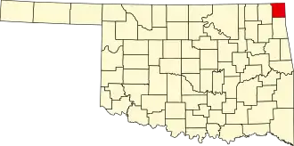 Map of Oklahoma highlighting Ottawa County