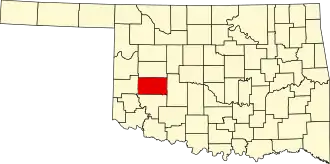 State map highlighting Washita County