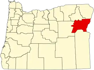 State map highlighting Baker County