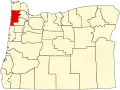 State map highlighting Tillamook County