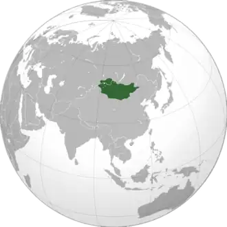 Outer Mongolia in 1915, shown in green