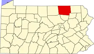 State map highlighting Bradford County