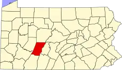 State map highlighting Cambria County