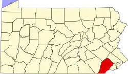 State map highlighting Chester County