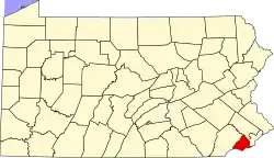 State map highlighting Delaware County