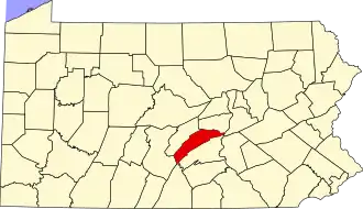 State map highlighting Juniata County