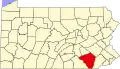 State map highlighting Lancaster County